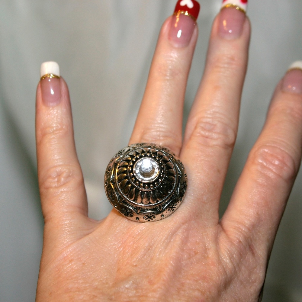 Silver Tone Oversized Adjustable Rings Set 2 Bund… - image 6